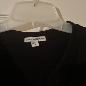 James Perse Black Dress long sleeves roll-up button tie size 4 large
